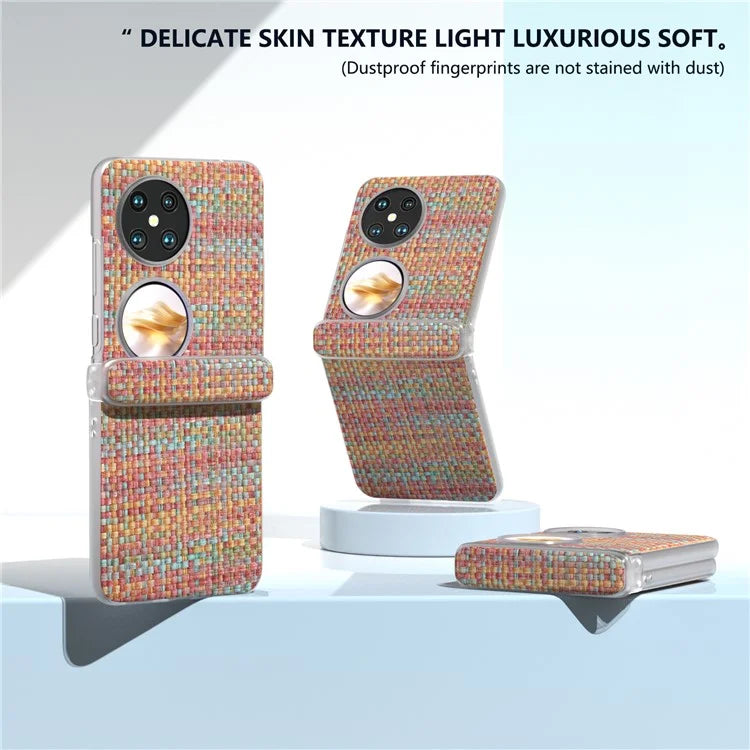 For Huawei Pocket 2 Case Colorful Plaid Texture Leather+PC Phone Cover Matte Edge