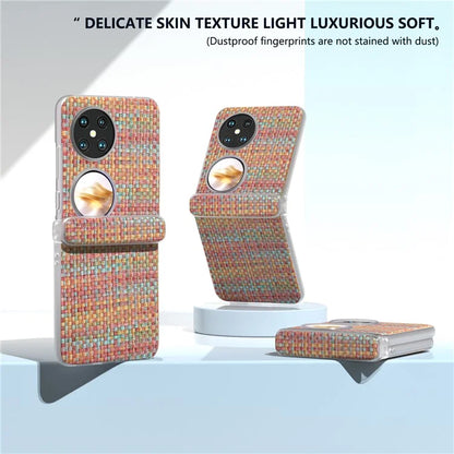 For Huawei Pocket 2 Case Colorful Plaid Texture Leather+PC Phone Cover Matte Edge