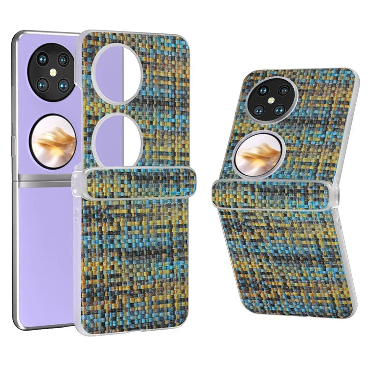 For Huawei Pocket 2 Case Colorful Plaid Texture Leather+PC Phone Cover Matte Edge