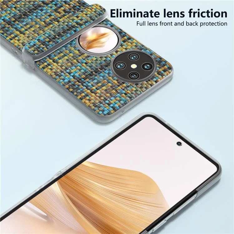 For Huawei Pocket 2 Case Colorful Plaid Texture Leather+PC Phone Cover Matte Edge
