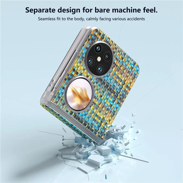 For Huawei Pocket 2 Case Colorful Plaid Texture Leather+PC Phone Cover Matte Edge