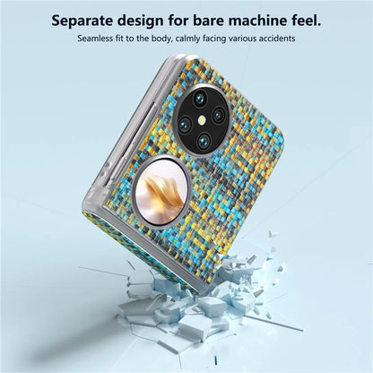 For Huawei Pocket 2 Case Colorful Plaid Texture Leather+PC Phone Cover Matte Edge