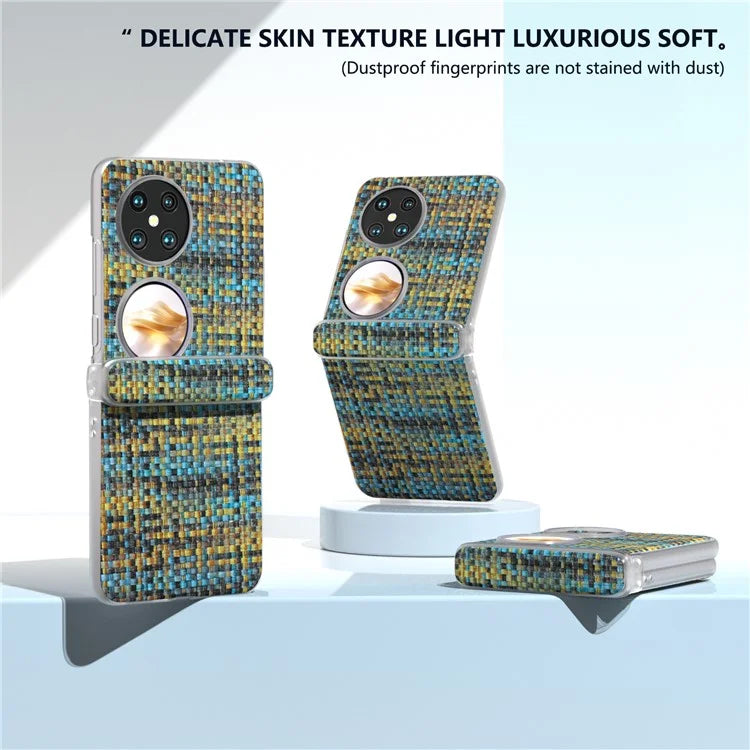 For Huawei Pocket 2 Case Colorful Plaid Texture Leather+PC Phone Cover Matte Edge