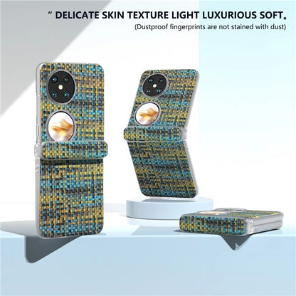 For Huawei Pocket 2 Case Colorful Plaid Texture Leather+PC Phone Cover Matte Edge