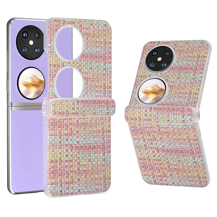 For Huawei Pocket 2 Case Colorful Plaid Texture Leather+PC Phone Cover Matte Edge