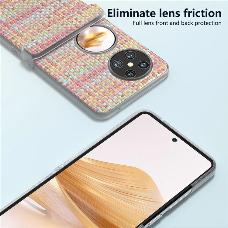 For Huawei Pocket 2 Case Colorful Plaid Texture Leather+PC Phone Cover Matte Edge