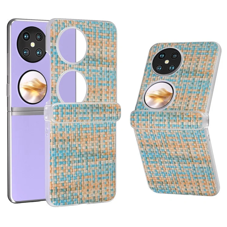 For Huawei Pocket 2 Case Colorful Plaid Texture Leather+PC Phone Cover Matte Edge
