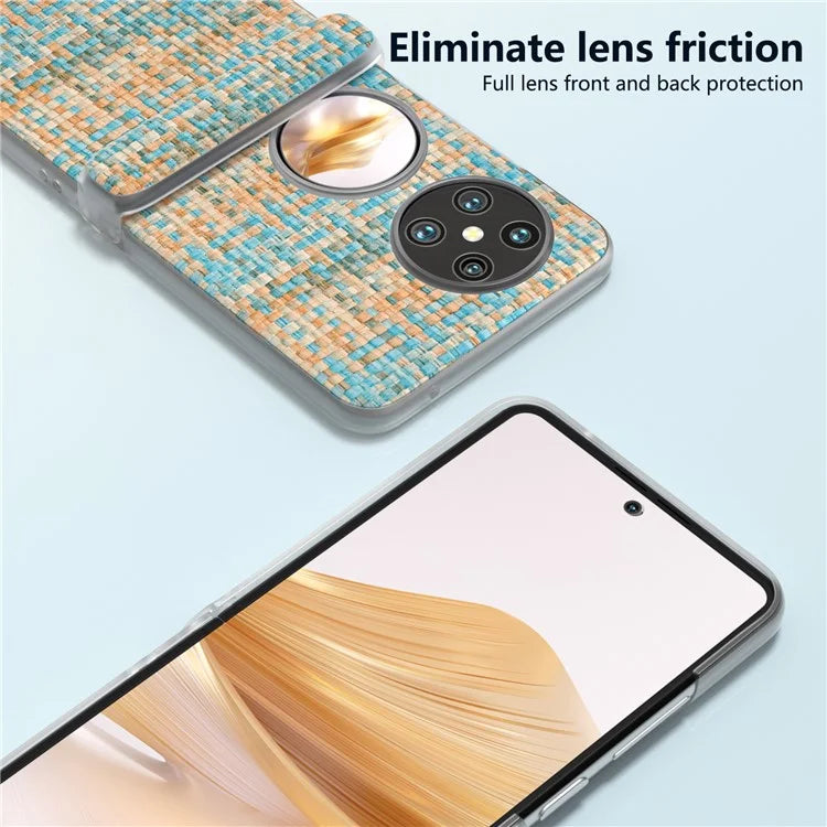 For Huawei Pocket 2 Case Colorful Plaid Texture Leather+PC Phone Cover Matte Edge