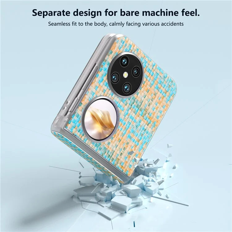For Huawei Pocket 2 Case Colorful Plaid Texture Leather+PC Phone Cover Matte Edge