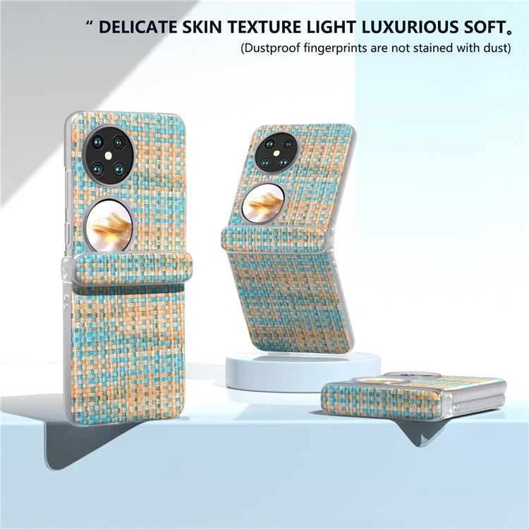 For Huawei Pocket 2 Case Colorful Plaid Texture Leather+PC Phone Cover Matte Edge