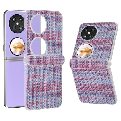 For Huawei Pocket 2 Case Colorful Plaid Texture Leather+PC Phone Cover Matte Edge