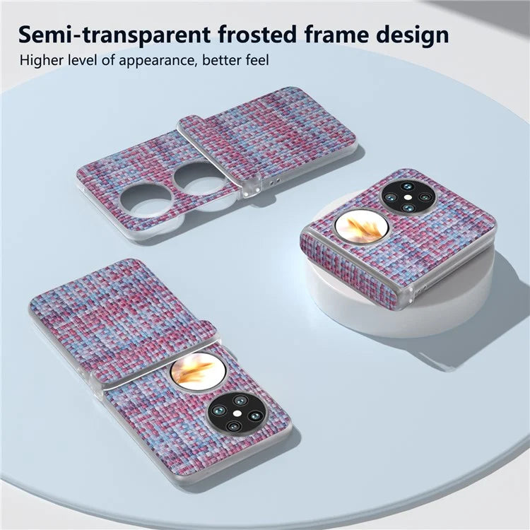 For Huawei Pocket 2 Case Colorful Plaid Texture Leather+PC Phone Cover Matte Edge