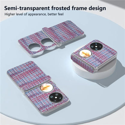 For Huawei Pocket 2 Case Colorful Plaid Texture Leather+PC Phone Cover Matte Edge
