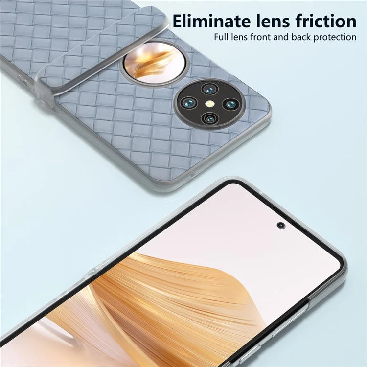 For Huawei Pocket 2 Case Woven Texture Hinge Protection PU+PC Phone Cover