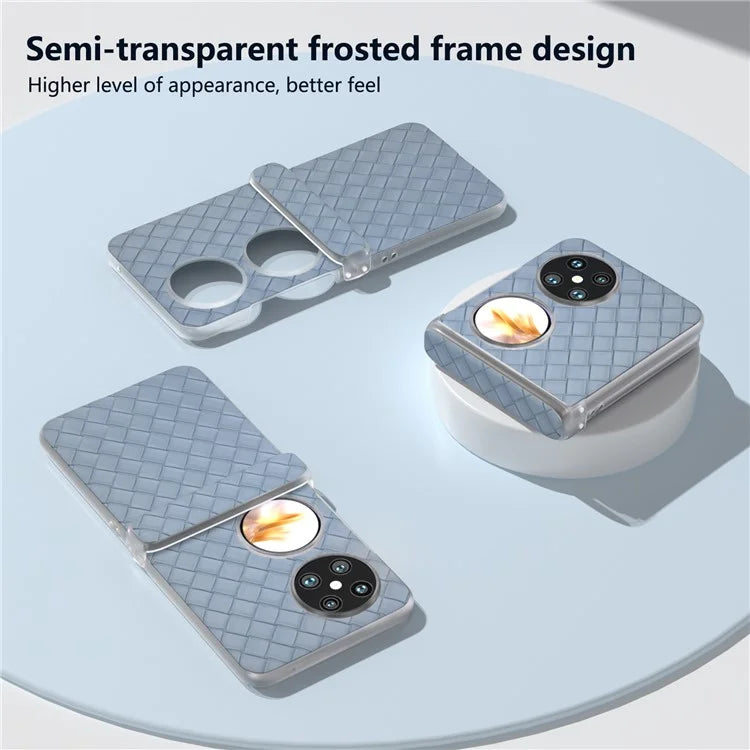 For Huawei Pocket 2 Case Woven Texture Hinge Protection PU+PC Phone Cover