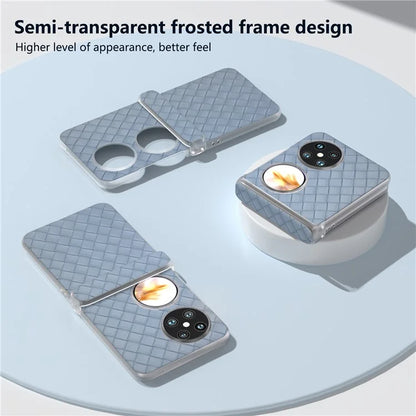 For Huawei Pocket 2 Case Woven Texture Hinge Protection PU+PC Phone Cover