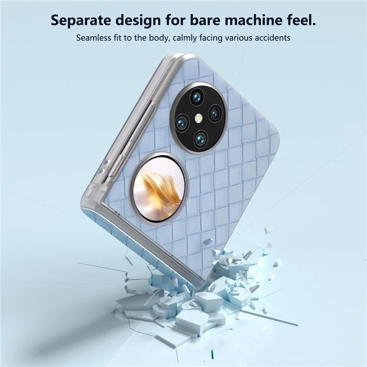 For Huawei Pocket 2 Case Woven Texture Hinge Protection PU+PC Phone Cover