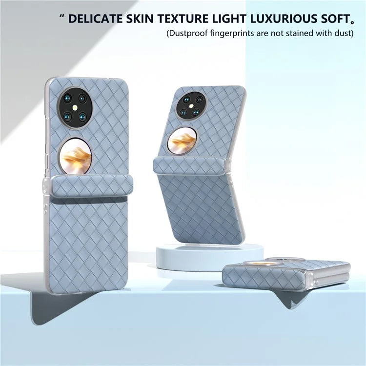 For Huawei Pocket 2 Case Woven Texture Hinge Protection PU+PC Phone Cover