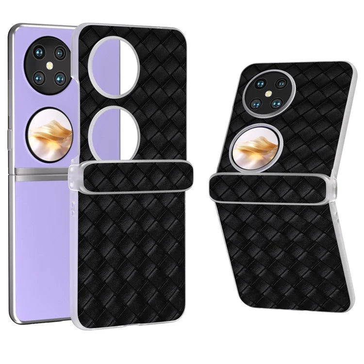 For Huawei Pocket 2 Case Woven Texture Hinge Protection PU+PC Phone Cover