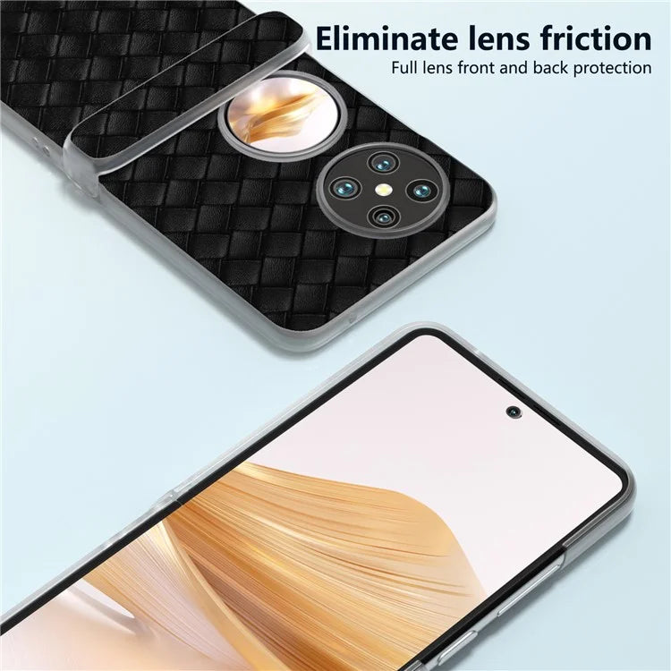 For Huawei Pocket 2 Case Woven Texture Hinge Protection PU+PC Phone Cover