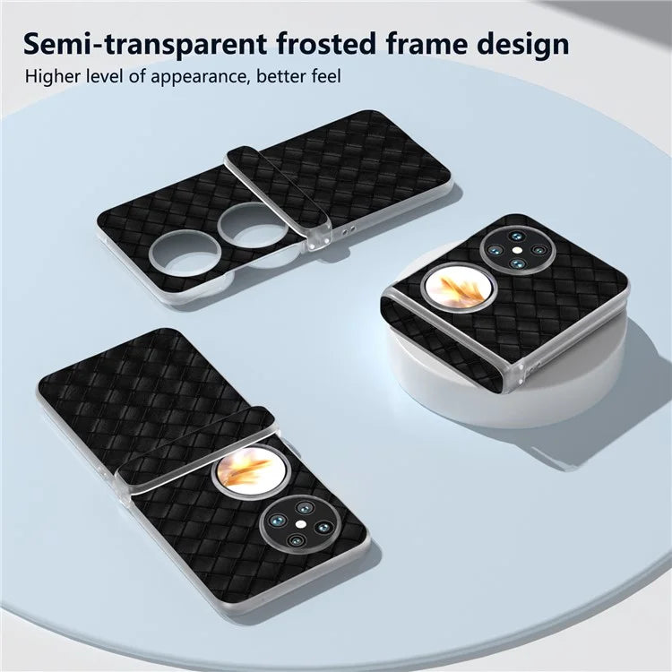 For Huawei Pocket 2 Case Woven Texture Hinge Protection PU+PC Phone Cover