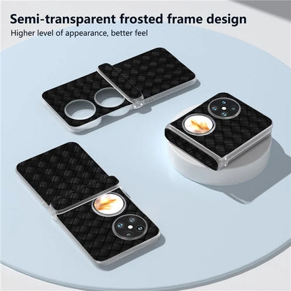 For Huawei Pocket 2 Case Woven Texture Hinge Protection PU+PC Phone Cover