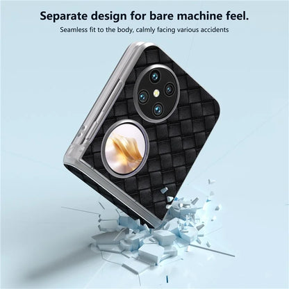 For Huawei Pocket 2 Case Woven Texture Hinge Protection PU+PC Phone Cover