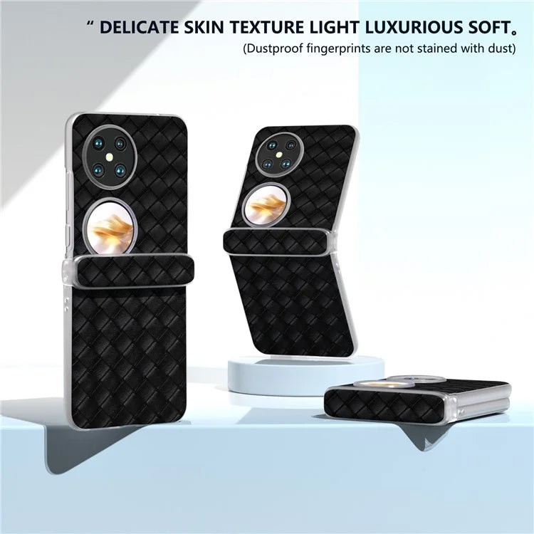 For Huawei Pocket 2 Case Woven Texture Hinge Protection PU+PC Phone Cover