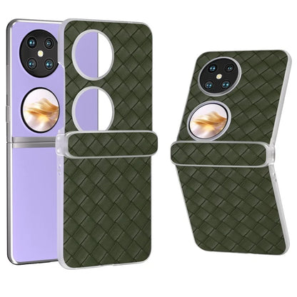 For Huawei Pocket 2 Case Woven Texture Hinge Protection PU+PC Phone Cover