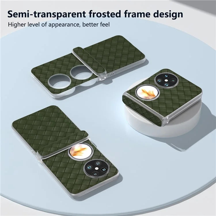 For Huawei Pocket 2 Case Woven Texture Hinge Protection PU+PC Phone Cover
