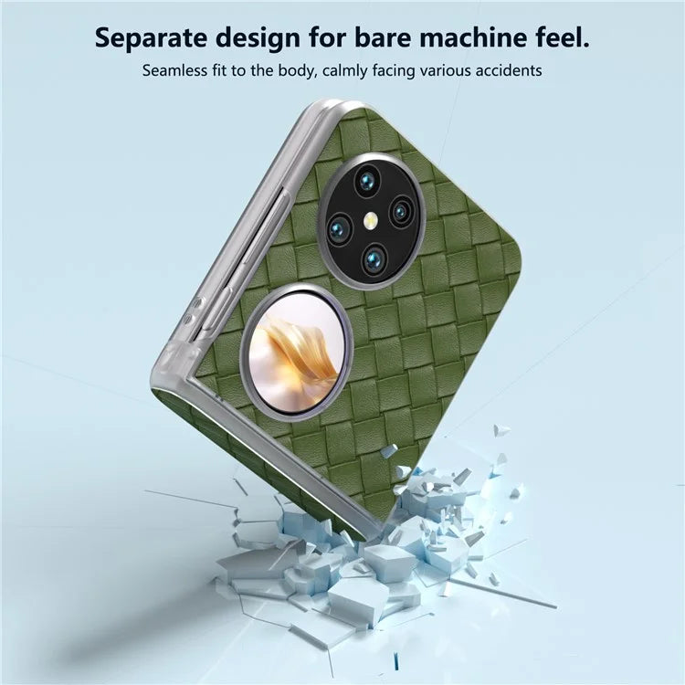 For Huawei Pocket 2 Case Woven Texture Hinge Protection PU+PC Phone Cover