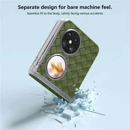 For Huawei Pocket 2 Case Woven Texture Hinge Protection PU+PC Phone Cover