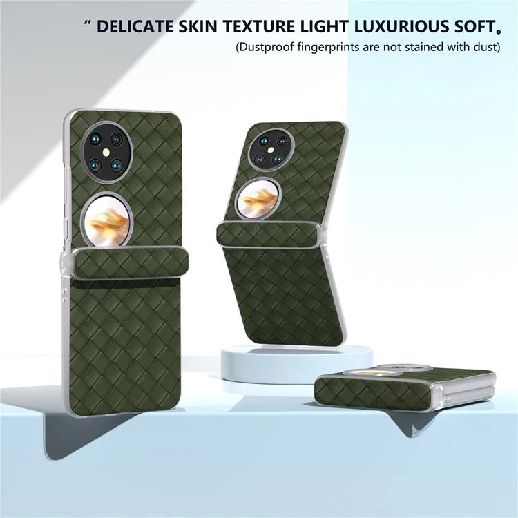 For Huawei Pocket 2 Case Woven Texture Hinge Protection PU+PC Phone Cover