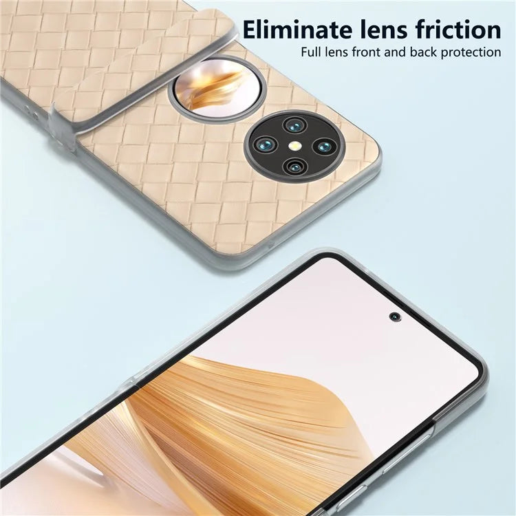 For Huawei Pocket 2 Case Woven Texture Hinge Protection PU+PC Phone Cover