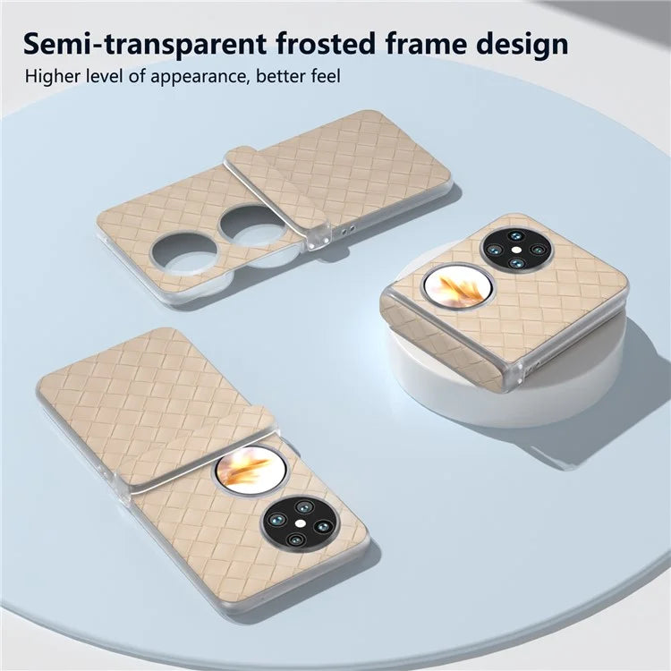 For Huawei Pocket 2 Case Woven Texture Hinge Protection PU+PC Phone Cover