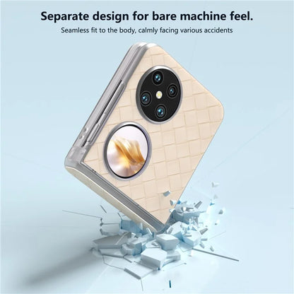 For Huawei Pocket 2 Case Woven Texture Hinge Protection PU+PC Phone Cover