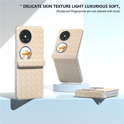 For Huawei Pocket 2 Case Woven Texture Hinge Protection PU+PC Phone Cover