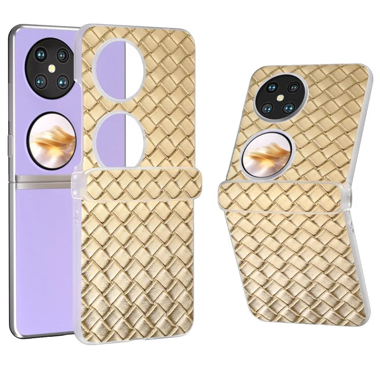 For Huawei Pocket 2 Case Woven Texture Hinge Protection PU+PC Phone Cover