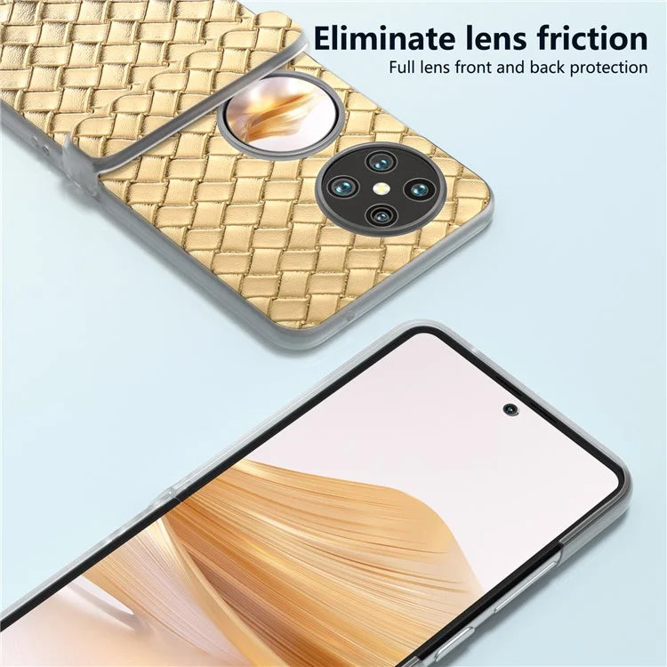 For Huawei Pocket 2 Case Woven Texture Hinge Protection PU+PC Phone Cover