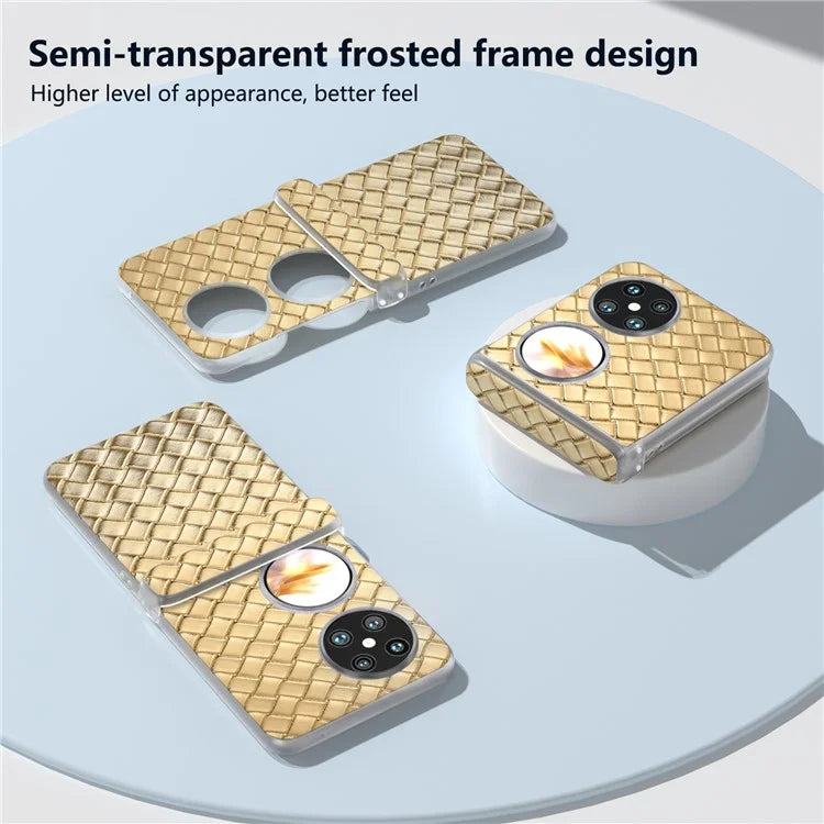 For Huawei Pocket 2 Case Woven Texture Hinge Protection PU+PC Phone Cover