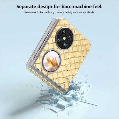 For Huawei Pocket 2 Case Woven Texture Hinge Protection PU+PC Phone Cover