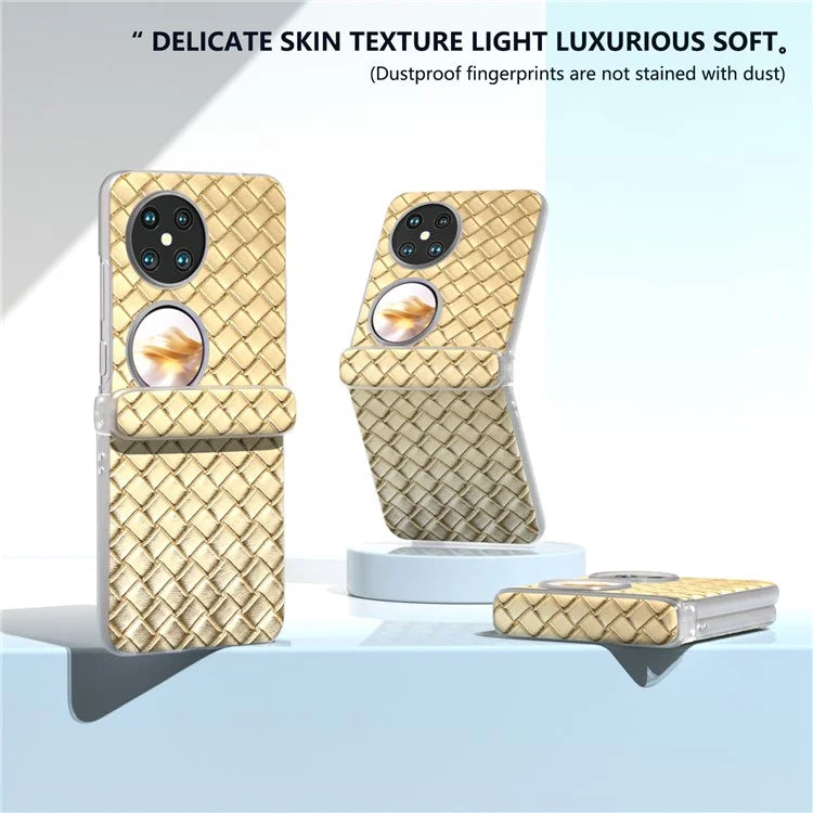 For Huawei Pocket 2 Case Woven Texture Hinge Protection PU+PC Phone Cover
