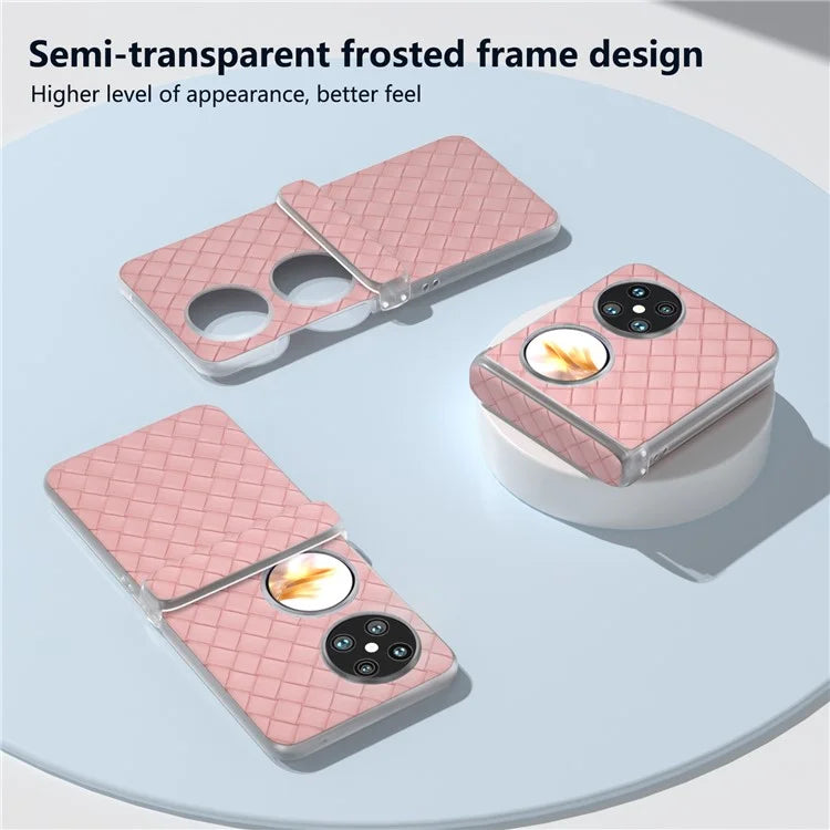 For Huawei Pocket 2 Case Woven Texture Hinge Protection PU+PC Phone Cover