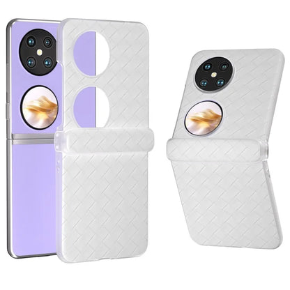 For Huawei Pocket 2 Case Woven Texture Hinge Protection PU+PC Phone Cover