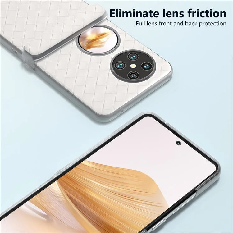 For Huawei Pocket 2 Case Woven Texture Hinge Protection PU+PC Phone Cover
