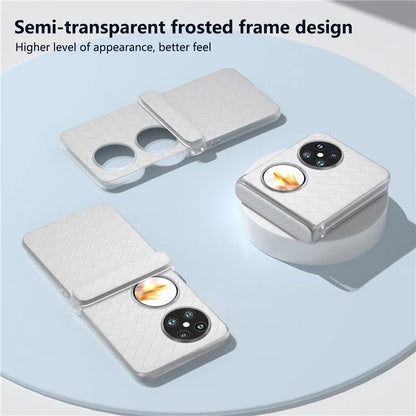 For Huawei Pocket 2 Case Woven Texture Hinge Protection PU+PC Phone Cover