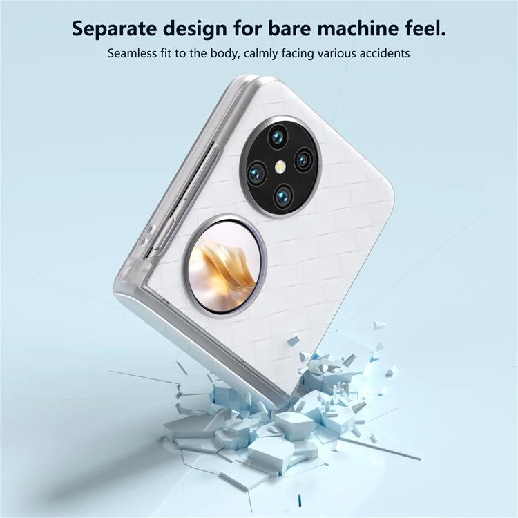 For Huawei Pocket 2 Case Woven Texture Hinge Protection PU+PC Phone Cover