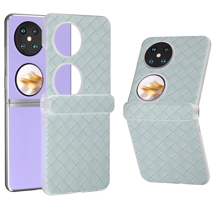 For Huawei Pocket 2 Case Woven Texture Hinge Protection PU+PC Phone Cover