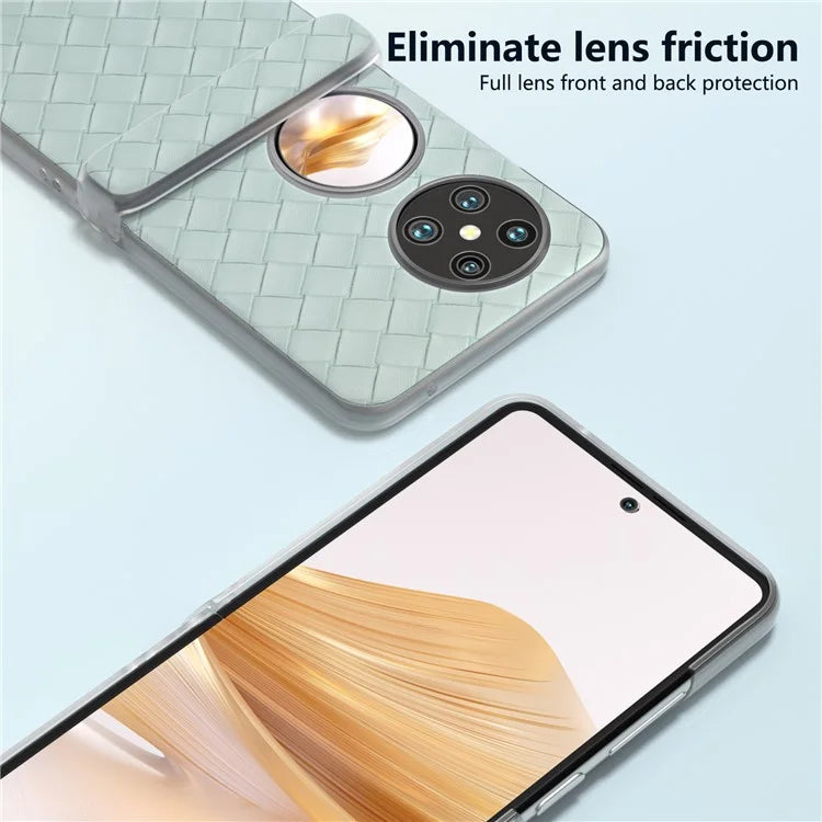 For Huawei Pocket 2 Case Woven Texture Hinge Protection PU+PC Phone Cover