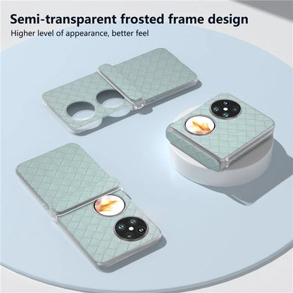 For Huawei Pocket 2 Case Woven Texture Hinge Protection PU+PC Phone Cover